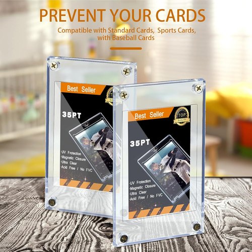 Jetec 20-Piece Baseball Card Protector Set - 35 Pt Acrylic Clear Display Holders for Sports Storage