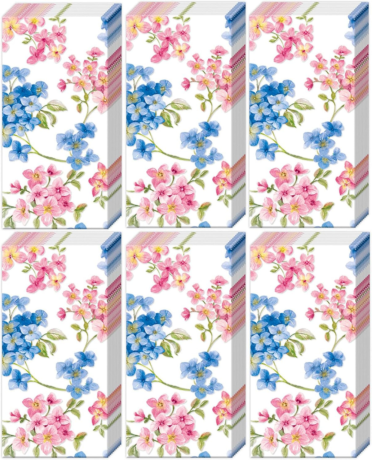 Botanical Garden Pocket Tissues - 6 Pack (60 Total) - Decorative 4-Ply Floral, Facial, Portable Travel Size Packs for Purse and Car, Forget Me Nots by Boston International (Spring Blooms)