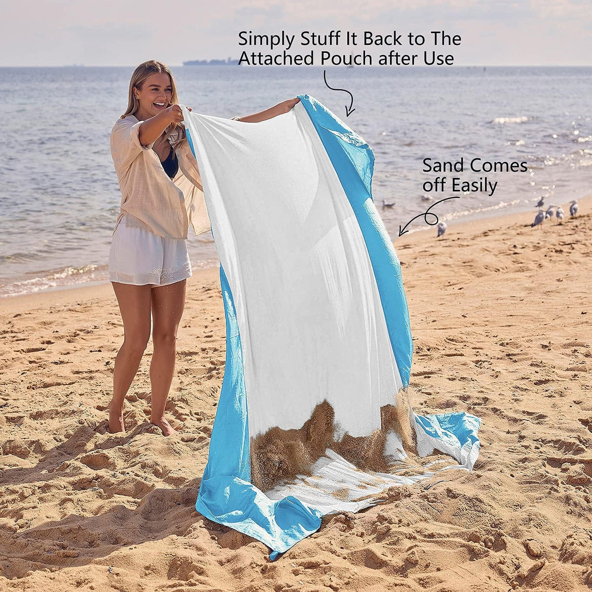 WEKAPO Beach Blanket - Extra Large Sandproof & Waterproof Mat | Quick Drying for Picnics, Camping & Vacations