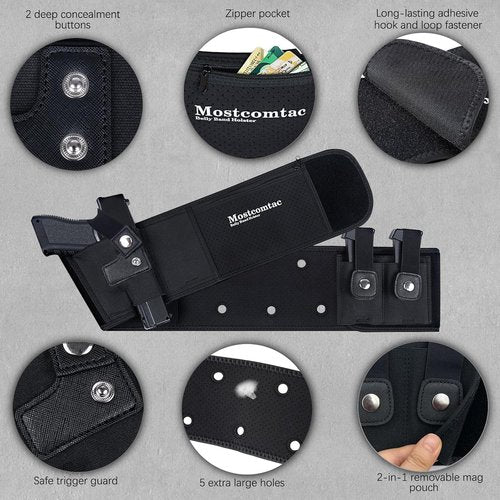 Mostcomtac Belly Band Holster - Breathable Neoprene Tactical Belt for Glock 19, 17, 43 & More