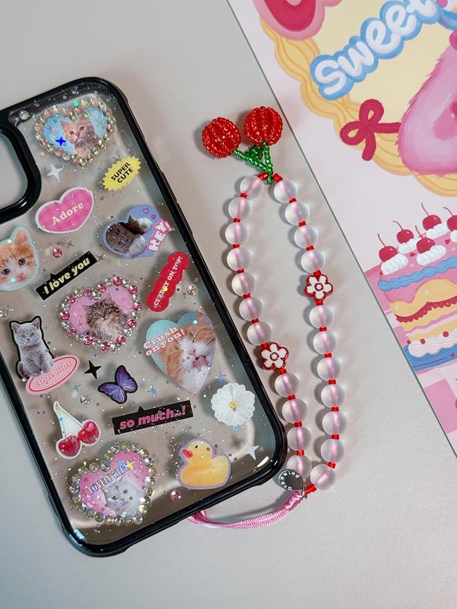 Drawwind Phone Charm Beaded Wristlet Strap Universal Cell Phone Lanyard Cute