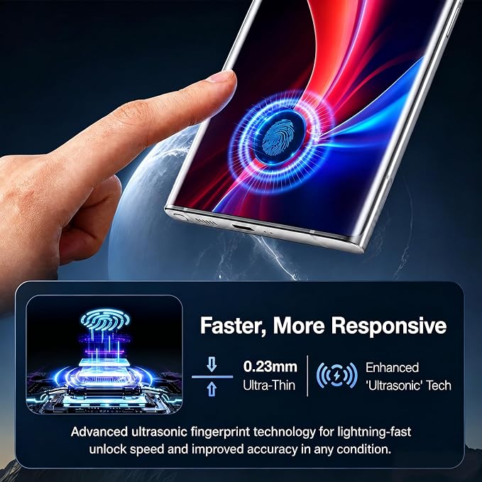 for Samsung Galaxy S22 Ultra Screen Protector 5G, Ultrasonic Fingerprint
