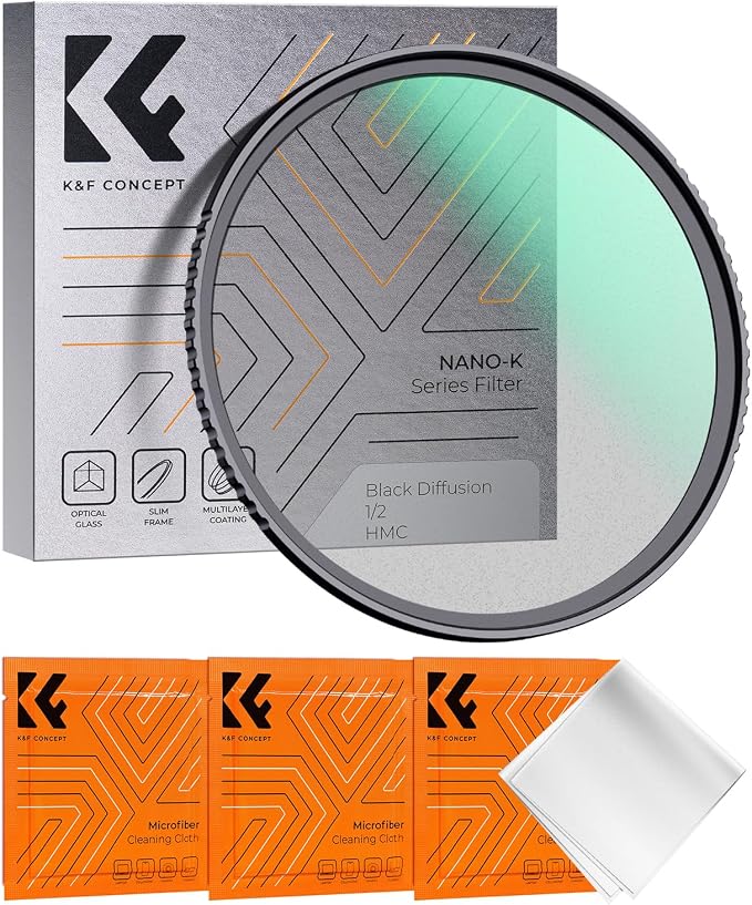 K&F CONCEPT 55mm Black Diffusion 1/2 Filter Mist Cinematic Effect Filter