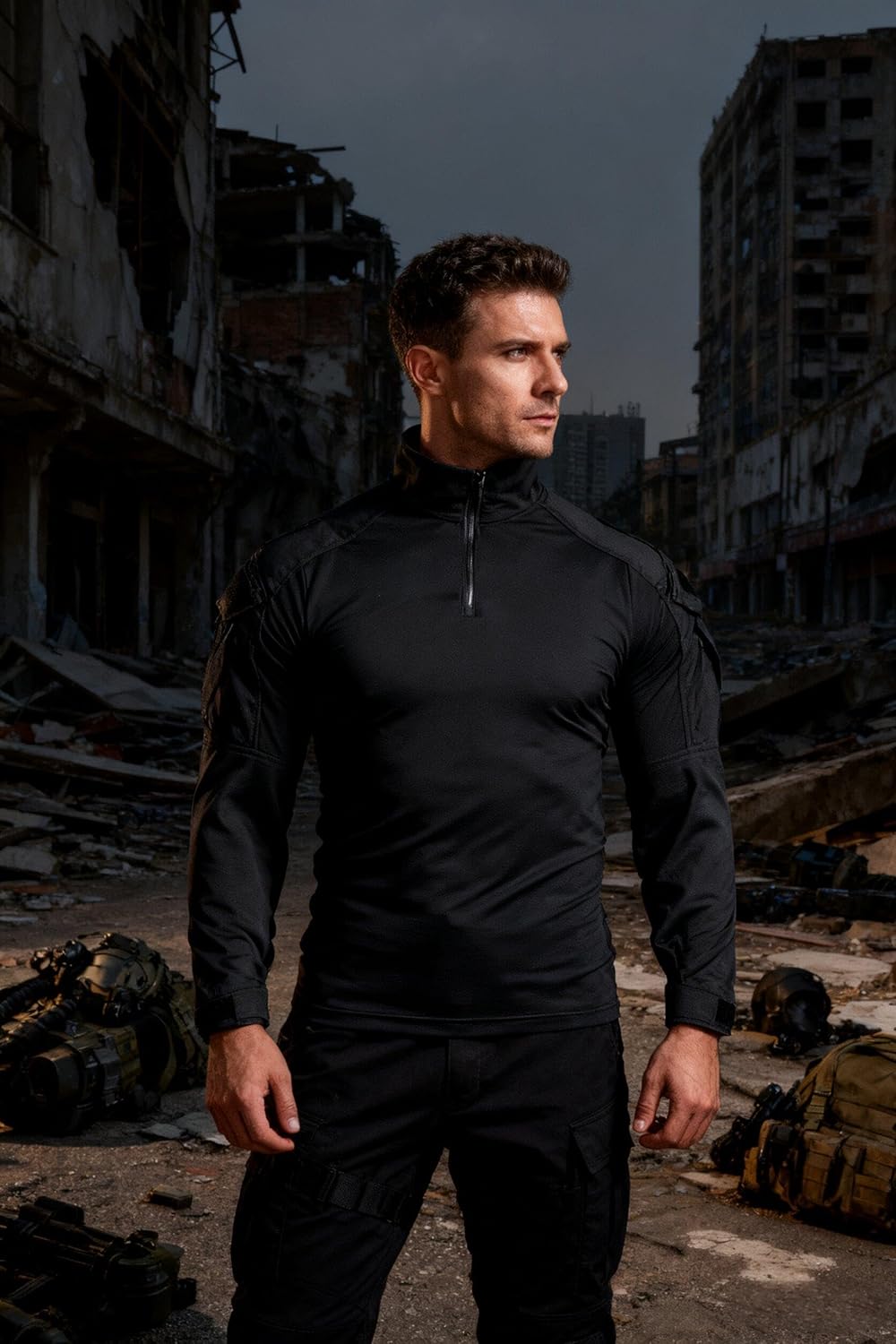 Skiennix Tactical Shirt - G3 Camo Long Sleeve Combat Shirt with 1/4 Zip & Pockets for Men