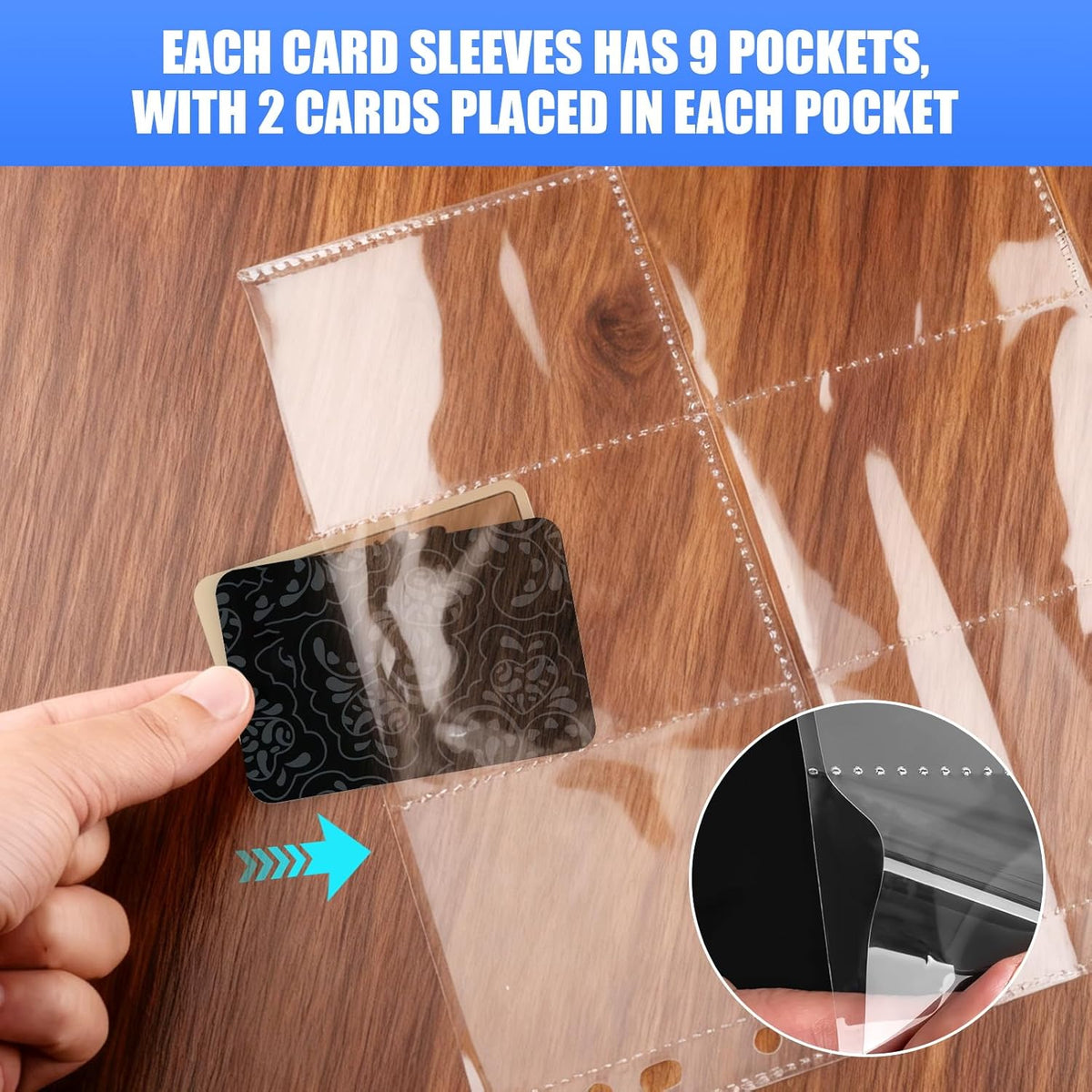 Skiennix Trading Card Sleeves - 65 Pack 9 Pocket Binder Sheets for MTG, TCG, Baseball & More