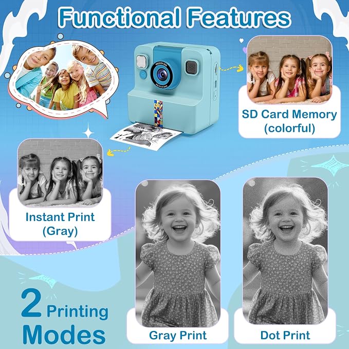 Nreonrick Kids Camera Instant Print, Selfie Toddler Digital Instant Camera