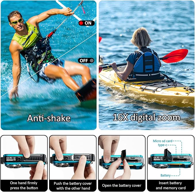 4K Underwater Camera 16FT Waterproof Camera