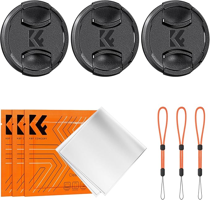 K&F Concept 95mm Lens Cap, 9-in-1 Center Pinch Lens Cover + Anti-Loss Keeper