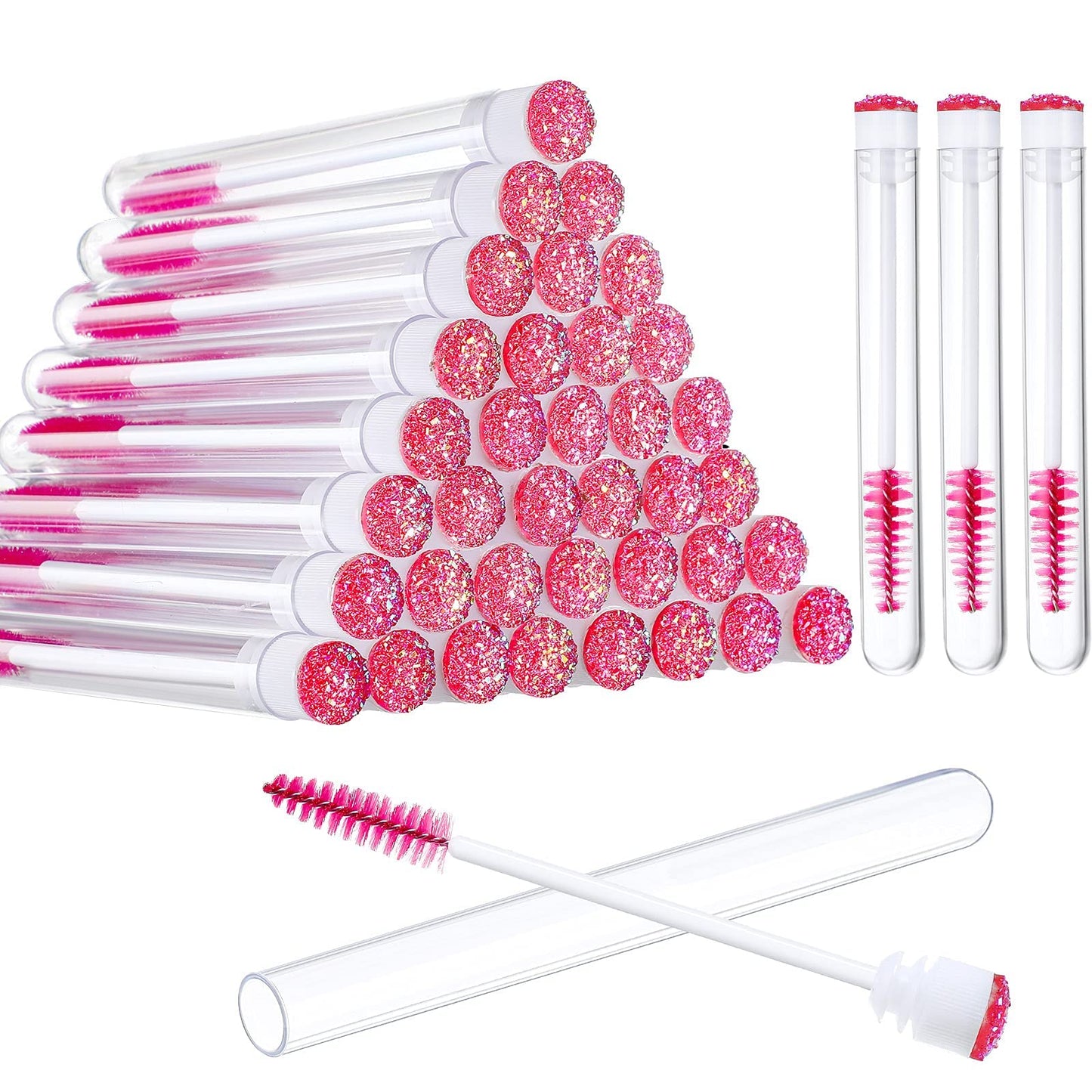 80 Pieces Disposable Mascara Brushes Tubes Set, 40 Pieces Empty Mascara Wand Tube With 40 Pieces Eyelash Brush Makeup Tool Clean