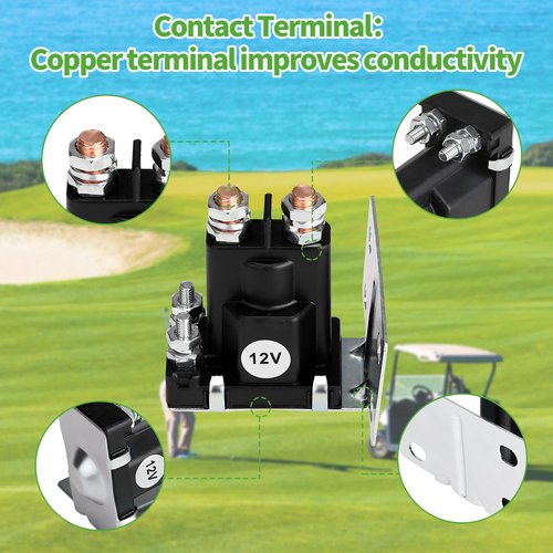 10L0L Golf Cart 12V 4 Terminal Solenoid for EZGO TXT Marathon Gas 2/4 Cycle 1979-1994 Golf Cart, OEM 16542-G1, 16542G1, 1133
