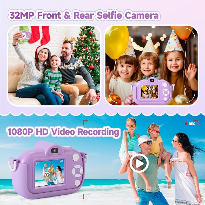 Kids Camera Toddler Toys for Girls Boys, YEEHAO 32MP Dual Lens Digital Camera