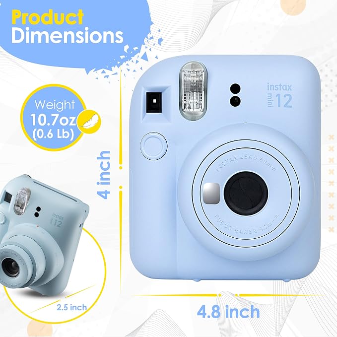Fujifilm Instax Mini 12 Instant Camera Clay White and Fuji Film Value Pack