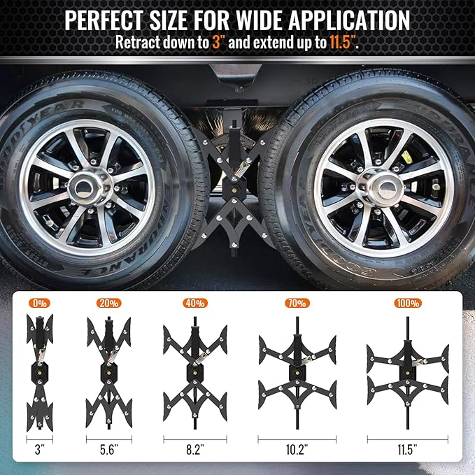 X-Shaped Wheel Chocks for Travel Trailer【Allow Drill Adjust】 RV Stabilizers X chocks Camper Wheel Chock for Travel Trailers RV Accessories Wrench Adjustable 3"-11.5" （2 PCS） Black