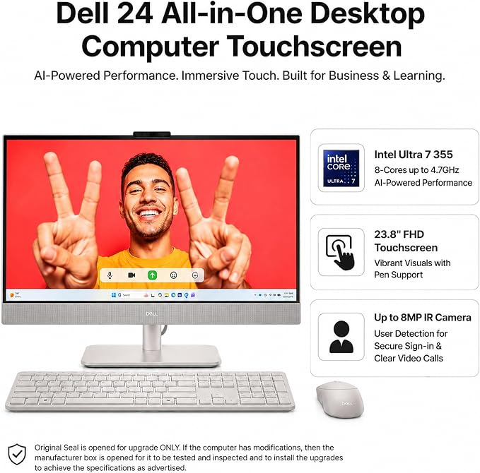 Dell 23.8" All-in-One Desktop Computer, FHD Touchscreen, Intel Core Ultra 7 Series 3 Processor, Copilot+ PC, 64GB DDR5 RAM, 4TB PCIe SSD, Wi-Fi 6E, Bluetooth 5.3, Windows 11 PRO, Wireless KB & Mouse