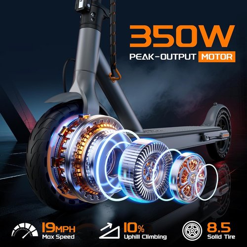 NAVIC Electric Scooter - Dual Suspension, 350W/500W Motor, 19/22 Mph, Foldable Design, 8.5”/10" Tires