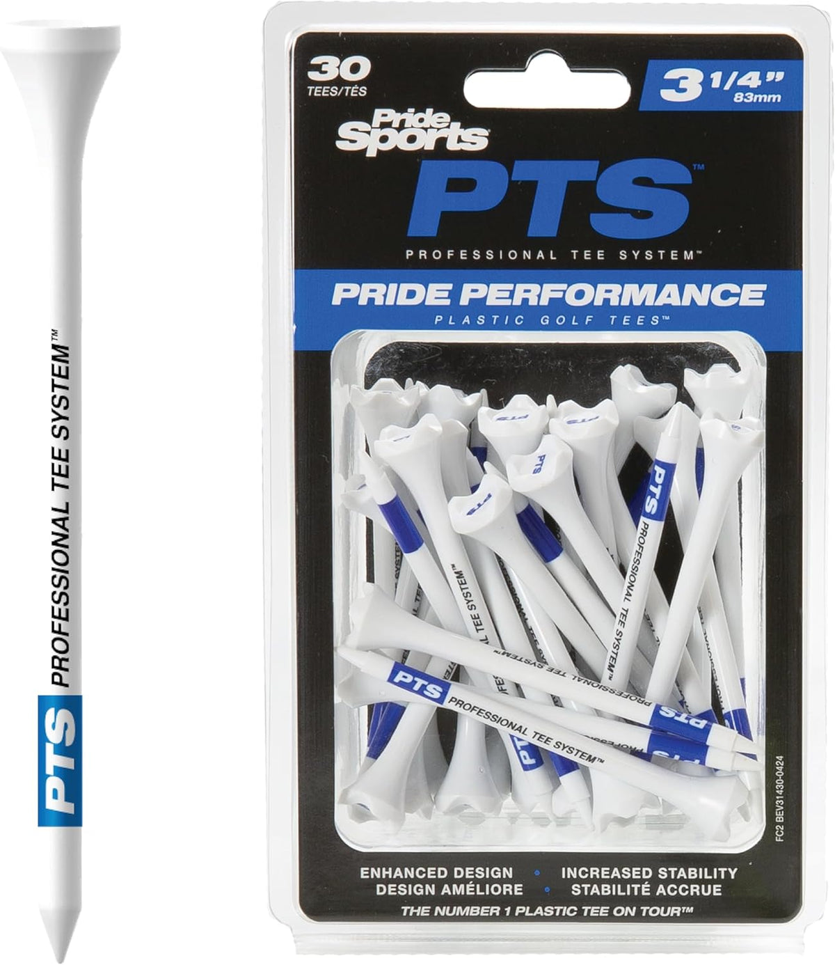 PrideSports PTS Plastic Golf Tees - 30 Count, 3-1/4 Inch | Top Choice for Drivers & Woods