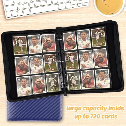 GERMUN 9 Pocket Card Binder - Premium Zip Trading Card Album for MTG, TCG & Sports Cards | Blue, 720 Double-Sided Pockets