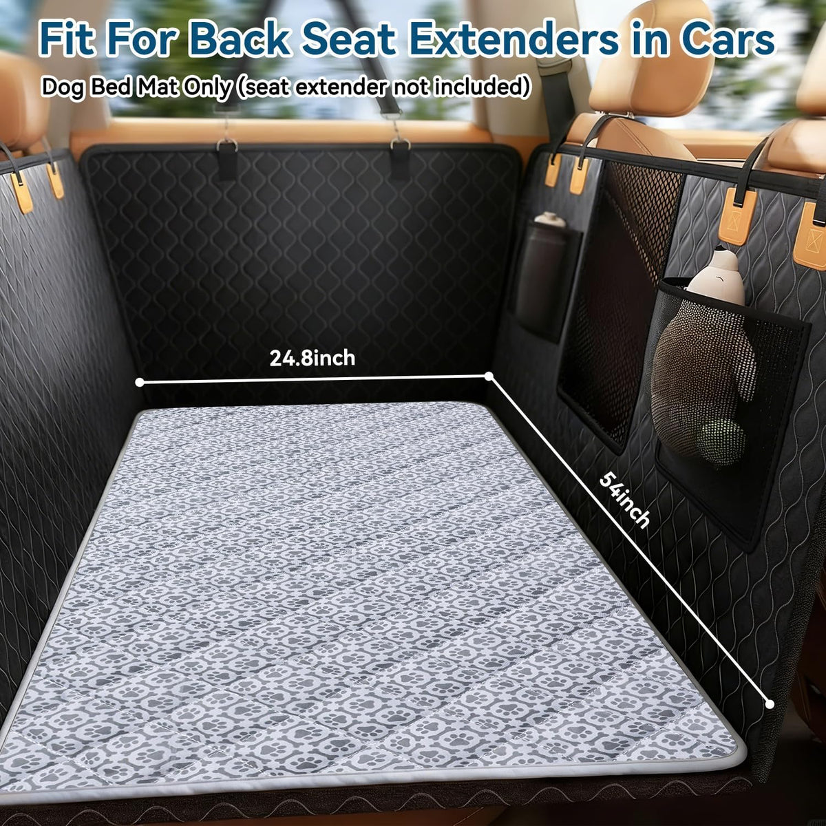 MH MYLUNE HOME Cooling Pet Car Mat for Backseat–Non-Slip Oxford Fabric,with Foldable HandleTravel Pet-Friendly Seat Covers,Dog Bed for Car Pad,for Backseat Extender Seat Protectors 24.8"x54" inch