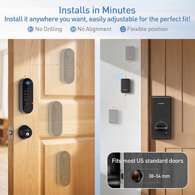Smart Video Door Lock with 2K Doorbell Camera, Fingerprint & Keypad Keyless