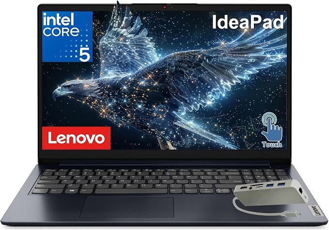 Lenovo Laptop, 15.6" FHD Touchscreen, Intel i5-1335U, 16GB RAM, 1TB SSD | up to 4.60 GHz, WiFi 6, HUB Docking Station, Long Battery Life, Windows 11 Home, 2026 Edition for Home Business