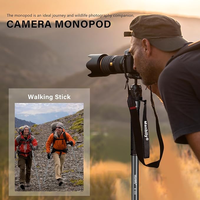 Manbily 65-Inch Camera Monopod, 5 Sections Aluminum Travel Monopod