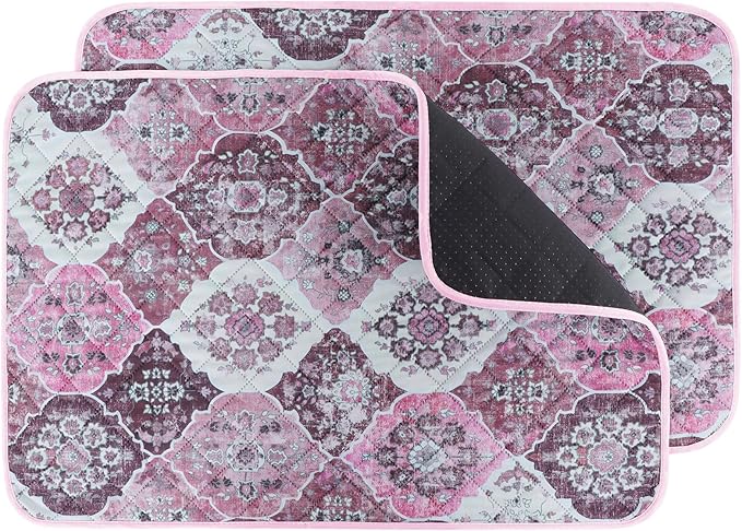IEUUMLER Washable Pee Pads for Dogs, 2 Pack Reusable Pee Pads for Dogs Non-Slip Grip, Super Absorbent Waterproof Puppy Pads for Potty Training, Playpen, Crate, Whelping Box EU011 Pink, 36x36
