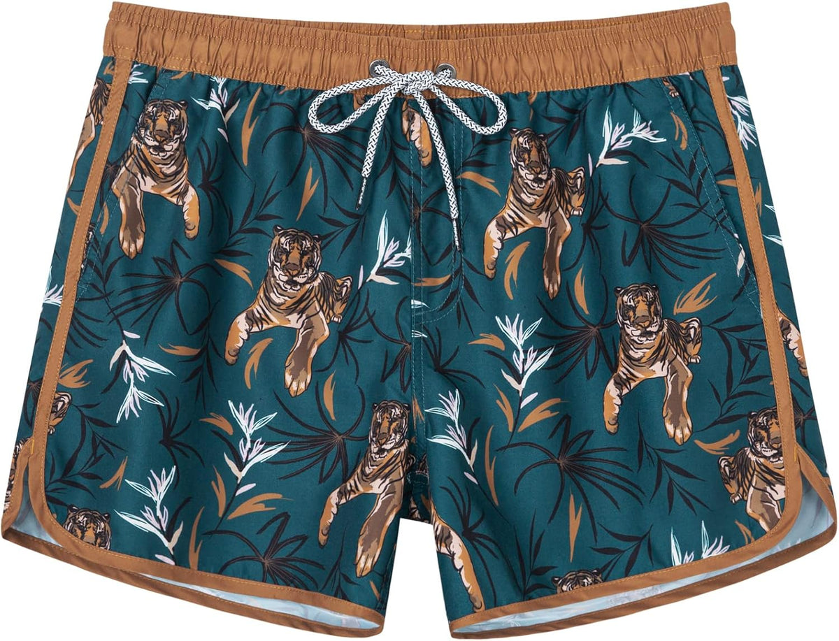 Surf Cuz Men's Swim Trunks - Vintage 80s/90s Retro Bathing Suits with Mesh Lining | Comfortable Fit