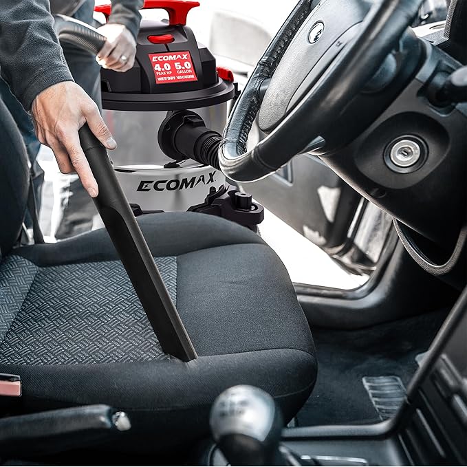 ECOMAX Shop Vacuum Wet and Dry 5 Gallon 4 HP Stainless Steel Wet Dry Vac with Powerful Suction and Blowing Function, Portable 3 in 1 Shop Vacuum for Home, Garage, Car, Jobsite and Workshop, EM18115