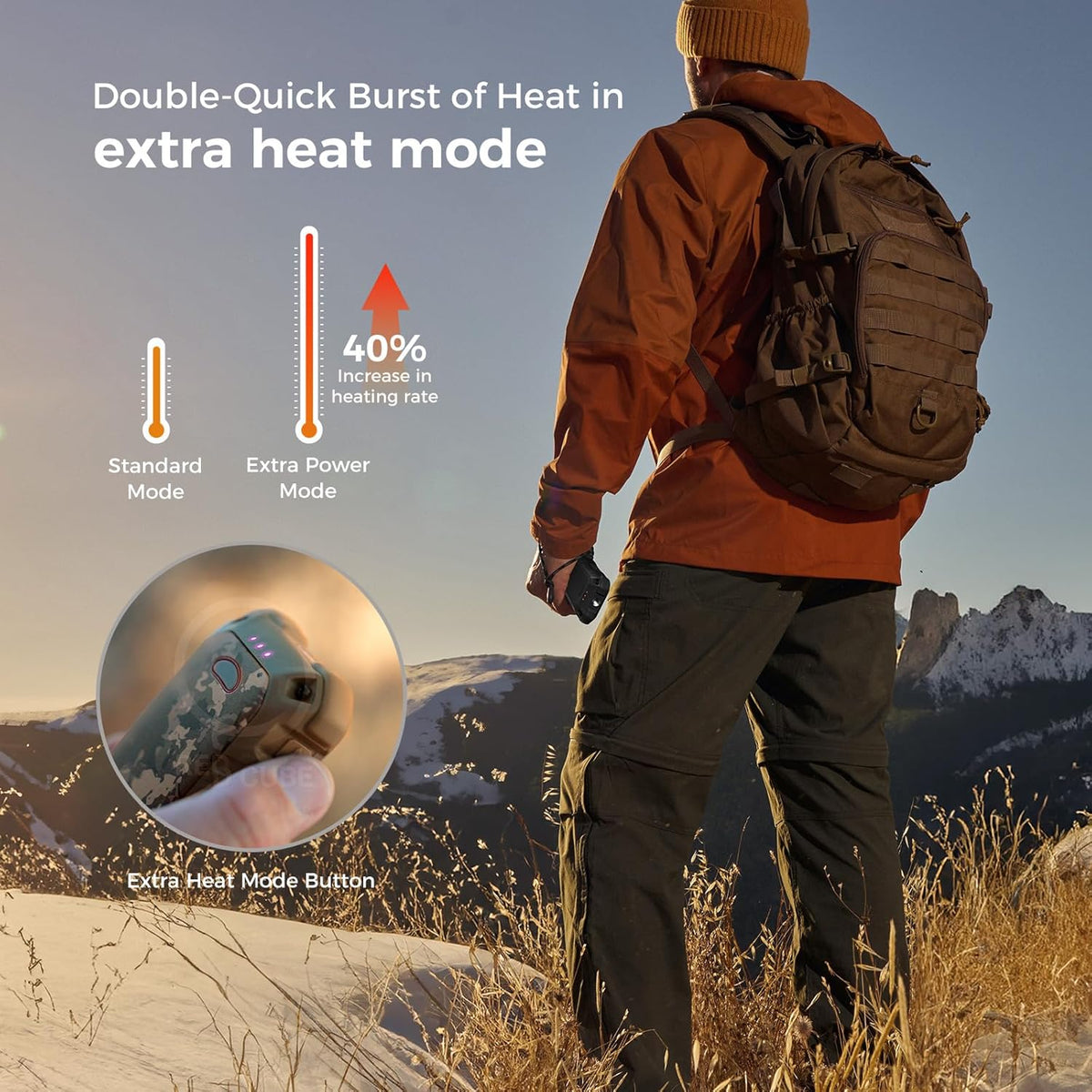 OCOOPA Hand Warmers - IP56 Waterproof Rechargeable 10000mAh | Extra Heat Mode & Torchlight for Winter Outdoor Activities