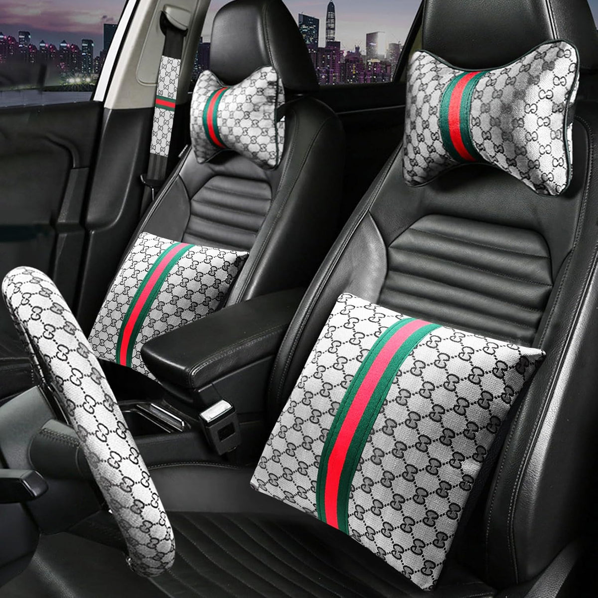 7PCS Steering Wheel Cover Set for Women, Car Accessories