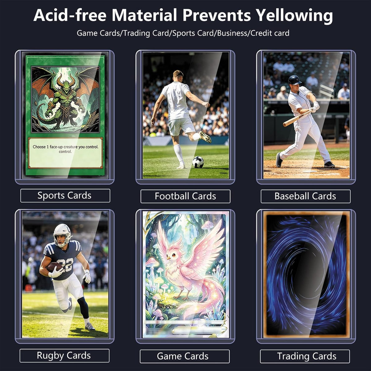 Skiennix 200 Premium Card Sleeves - Archival Quality 35pt Hard Plastic Protectors for Trading Cards | Includes 100 Rigid Toploaders & 100 Penny Sleeves