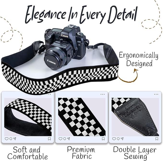 Art Tribute Camera Strap For Photographers Padded Universal Fit Neck Shoulder &