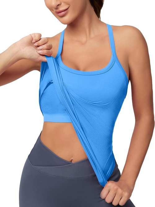 MathCat Workout Tank Tops - Sleeveless Gym Tops with Built-In Bra for Yoga & Fitness | Athletic Wear