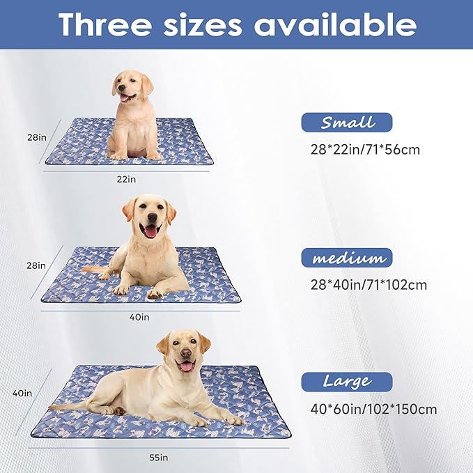 Langsprit Dog Cooling Mat, Washable Dogs Cats Pet Non-Toxic Cooling Pads Summer Sleeping Kennel Mats，Pet Self Cool Ice Blanket for Indoor & Outdoor Dog Beach Essentials Medium