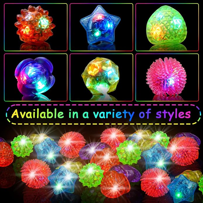 OLUPP Light Up Rings, Glow In The Dark Party Supplies, 6 Style Flashing Glow In