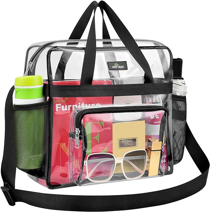 MAY TREE Clear Bag for Stadium Events, 12×5.5×12 Clear Tote Lunch Bag