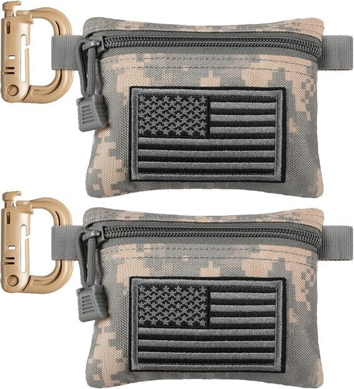 FRTKK Tactical EDC Pouches - Compact Military Utility Organizers | 2-Pack Coin Purse & Keychain Holder