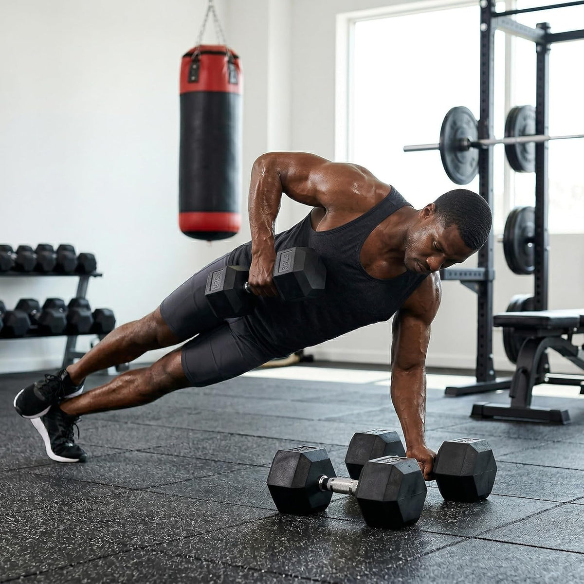 Rubber Hex Dumbbell Set - Premium Coated Free Weights for Home Gym | Multiple Weight Options 15-550 lbs