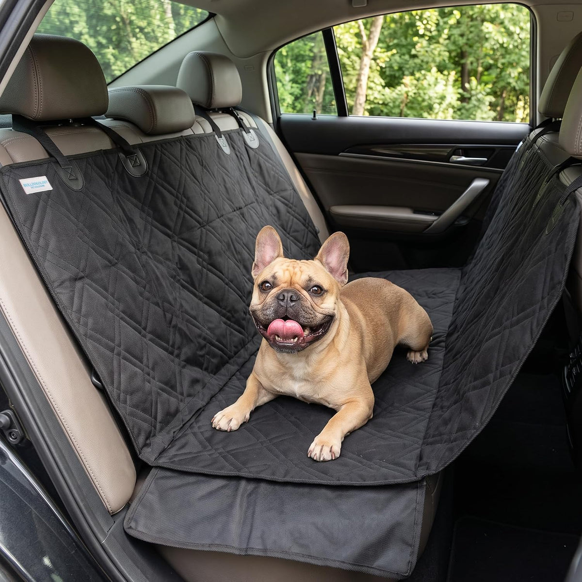 Bulldogology Dog Car Seat Cover 64"x60" Waterproof Heavy Duty Bench Dog Hammock Backseat Protector from Hair, Muddy Paws, Scratches - Pet Car Seat Cover for Cars Trucks SUVs (X-Large)
