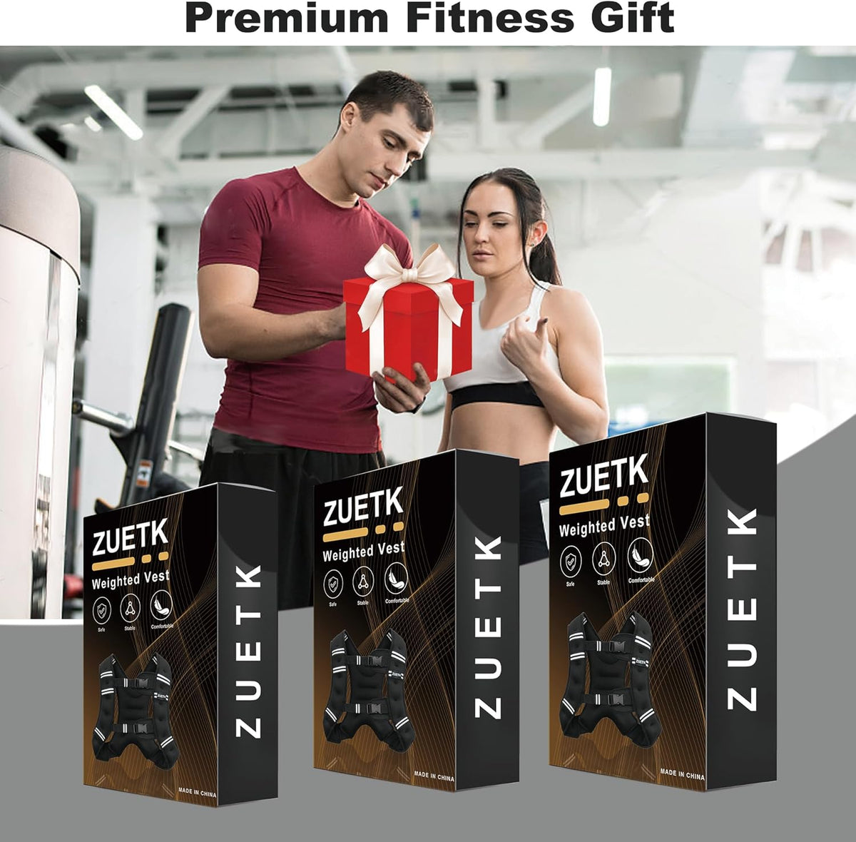 ZUETK Weighted Vest - Adjustable 6lb to 30lb | Reflective Stripe for Enhanced Safety - Ideal for Strength Training and Fitness
