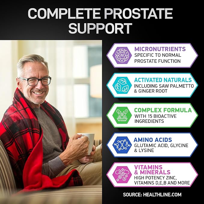 Prostate Health Supplements - Saw Palmetto for Men 320 mg, Pumpkin Seed Extract for Men's Health - 180 Prostate Supplement Tablets, 60 Serves