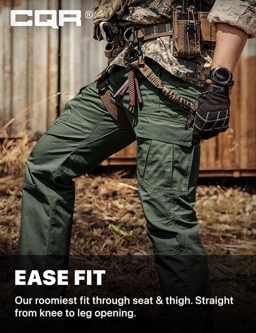 CQR Men's Tactical Pants - Lightweight Water-Resistant Ripstop Cargo for Outdoor Activities