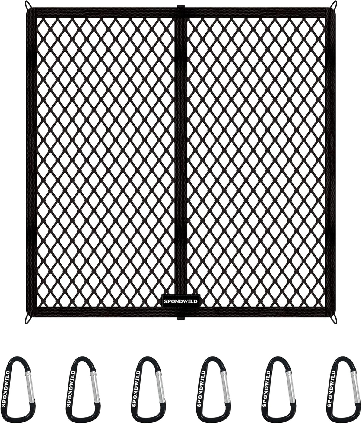 Stretchable Cargo Net (4'x4' Stretches to 8'x8') - Adjustable Elastic Trunk & Truck Bed Storage Organizer with Hook for SUVs, Cars and Trucks, Ideal for Securing Daily Light Loads