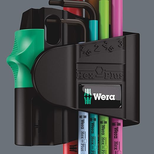 Wera 05022534001 950/7 Hex-Plus Multicolour Magnet 1 L-key set, metric, BlackLaser, 7 pieces
