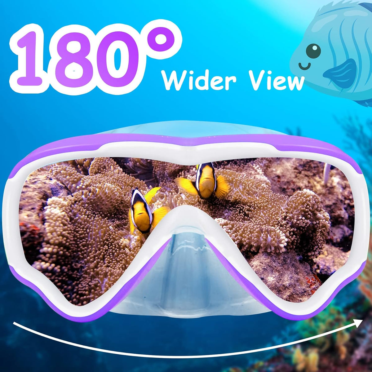 Vvinca Kids Swim Goggles - Anti-Fog Diving Mask with Nose Cover & Elastic Strap | Ages 3-14