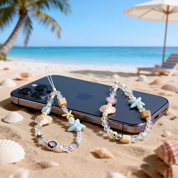 2 Pcs Phone Charm Strap Universal Hand Phone Wrist Strap Camera Lanyard Pearl