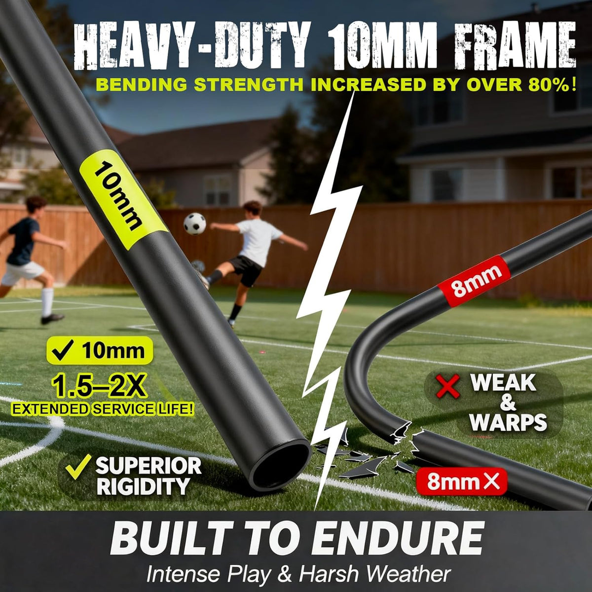 Pro-Grade Kids Soccer Goal - Tear-Resistant 5-Layer Net & Durable 10mm Poles | Portable 4x3ft/6x4ft/7x5ft Set