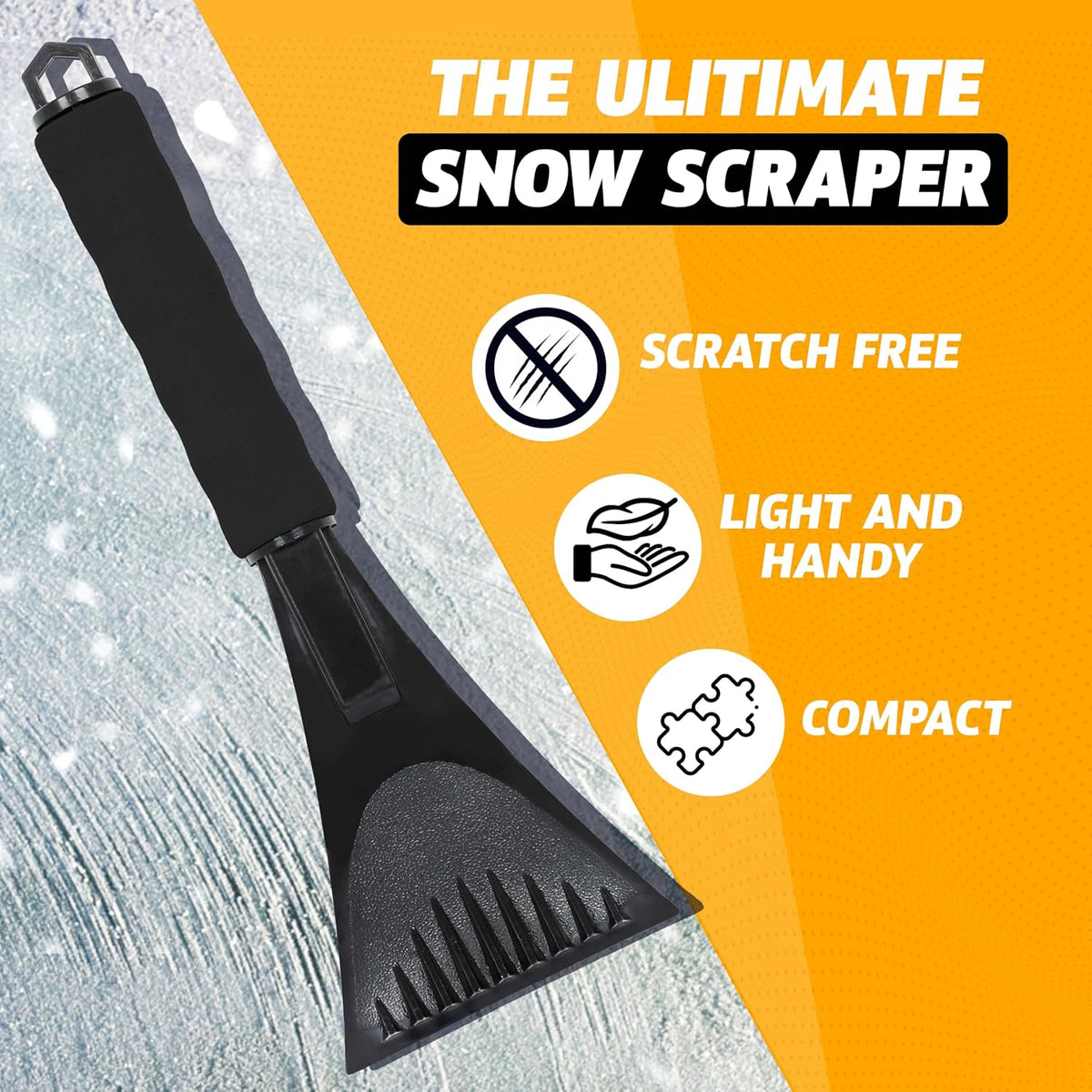 EcoNour Ice Scraper for Car Windshield | Snow Scraper for Car to Remove Snow, Frost, and Ice | 1 Pack Ice Sweeper for Car Windshield with Foam Handle for Perfect Grip | Frost Removal Accessories