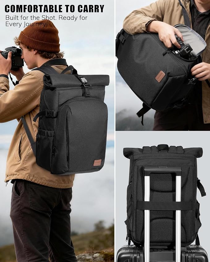 Smasrob Camera Backpack with Padded Laptop Sleeve and Tripod Holder, Camera Bags