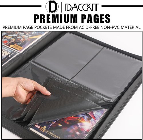 D DACCKIT Premium Comic Binder - Holds 96 Comic Books with Sleeves | Classic Navy Blue Storage Solution